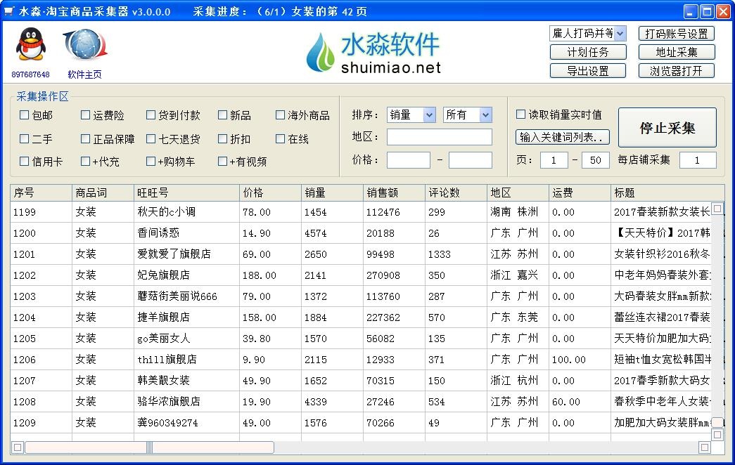 水淼淘宝商品采集器分析电商行情必备软件v3.3.10.0营销版